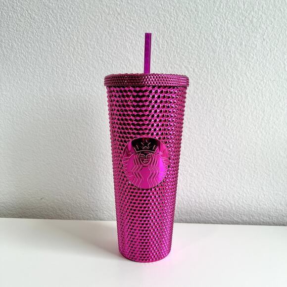NEW Starbucks 2022 Christmas Pink Bling Studded Tumbler 24 oz Cold Cup - Picture 1 of 4